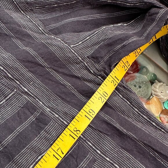 Gentle Fawn Tunic Size Medium Half Button Shirt Dress Stripe Linen Blend Navy - Picture 5 of 8